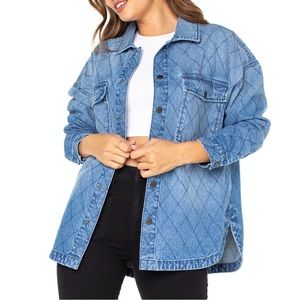 Celebrity Pink Quilted Denim Shacket